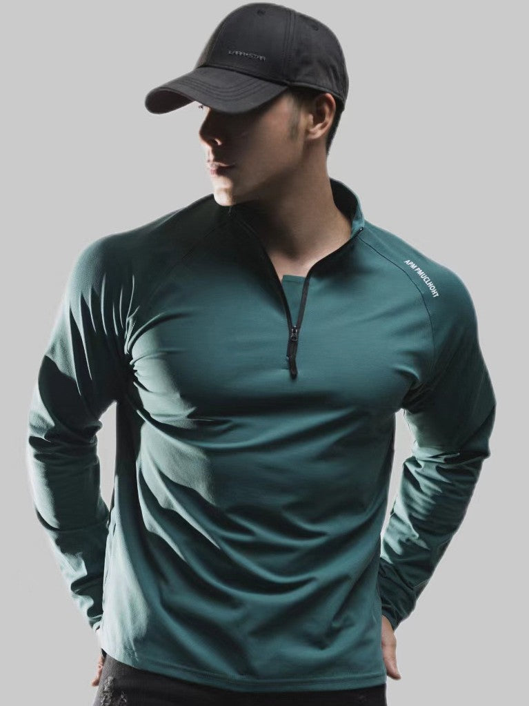 Playera Deportiva Manga Larga Media Cremallera Secado Rápido